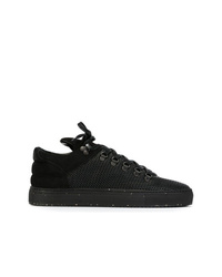 schwarze Leder niedrige Sneakers von Filling Pieces