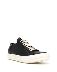 schwarze Leder niedrige Sneakers von Rick Owens