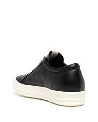 schwarze Leder niedrige Sneakers von Rick Owens