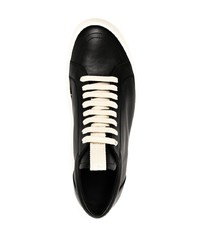 schwarze Leder niedrige Sneakers von Rick Owens