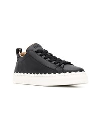 schwarze Leder niedrige Sneakers von Chloé