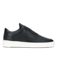 schwarze Leder niedrige Sneakers von Filling Pieces