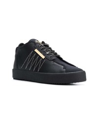 schwarze Leder niedrige Sneakers von Giuseppe Zanotti Design