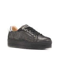 schwarze Leder niedrige Sneakers von Diesel