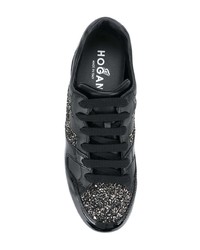 schwarze Leder niedrige Sneakers von Hogan