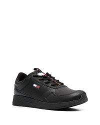 schwarze Leder niedrige Sneakers von Tommy Jeans