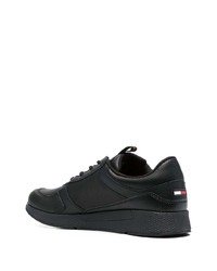 schwarze Leder niedrige Sneakers von Tommy Jeans