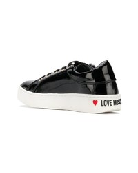 schwarze Leder niedrige Sneakers von Love Moschino
