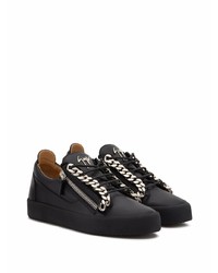 schwarze Leder niedrige Sneakers von Giuseppe Zanotti