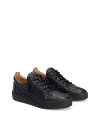 schwarze Leder niedrige Sneakers von Giuseppe Zanotti