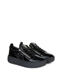 schwarze Leder niedrige Sneakers von Giuseppe Zanotti