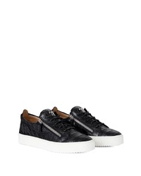 schwarze Leder niedrige Sneakers von Giuseppe Zanotti