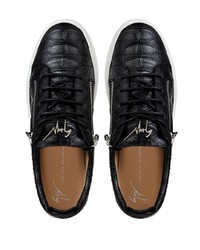 schwarze Leder niedrige Sneakers von Giuseppe Zanotti