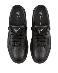 schwarze Leder niedrige Sneakers von Giuseppe Zanotti