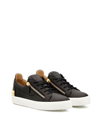 schwarze Leder niedrige Sneakers von Giuseppe Zanotti