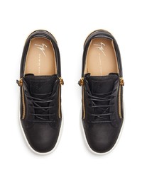 schwarze Leder niedrige Sneakers von Giuseppe Zanotti