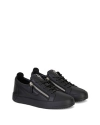 schwarze Leder niedrige Sneakers von Giuseppe Zanotti