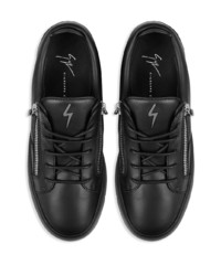 schwarze Leder niedrige Sneakers von Giuseppe Zanotti