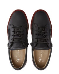 schwarze Leder niedrige Sneakers von Giuseppe Zanotti