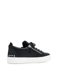 schwarze Leder niedrige Sneakers von Giuseppe Zanotti