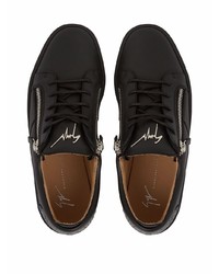 schwarze Leder niedrige Sneakers von Giuseppe Zanotti