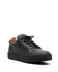 schwarze Leder niedrige Sneakers von Giuseppe Zanotti