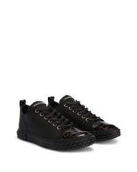 schwarze Leder niedrige Sneakers von Giuseppe Zanotti