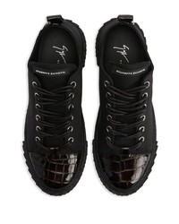 schwarze Leder niedrige Sneakers von Giuseppe Zanotti