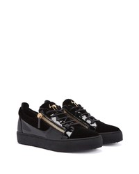 schwarze Leder niedrige Sneakers von Giuseppe Zanotti