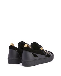 schwarze Leder niedrige Sneakers von Giuseppe Zanotti