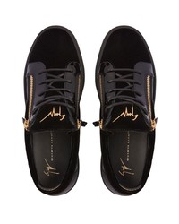 schwarze Leder niedrige Sneakers von Giuseppe Zanotti