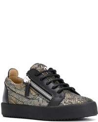 schwarze Leder niedrige Sneakers von Giuseppe Zanotti Design