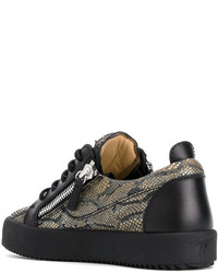 schwarze Leder niedrige Sneakers von Giuseppe Zanotti Design