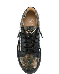 schwarze Leder niedrige Sneakers von Giuseppe Zanotti Design