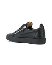 schwarze Leder niedrige Sneakers von Giuseppe Zanotti Design