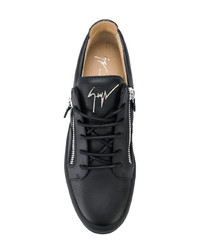 schwarze Leder niedrige Sneakers von Giuseppe Zanotti Design