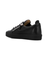 schwarze Leder niedrige Sneakers von Giuseppe Zanotti Design