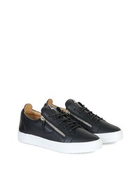 schwarze Leder niedrige Sneakers von Giuseppe Zanotti