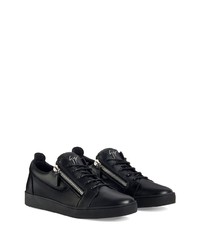 schwarze Leder niedrige Sneakers von Giuseppe Zanotti