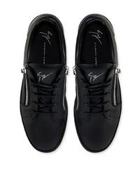 schwarze Leder niedrige Sneakers von Giuseppe Zanotti