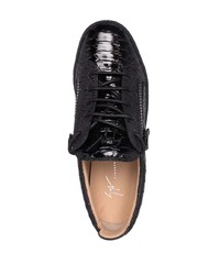 schwarze Leder niedrige Sneakers von Giuseppe Zanotti