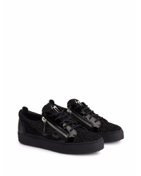 schwarze Leder niedrige Sneakers von Giuseppe Zanotti