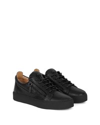 schwarze Leder niedrige Sneakers von Giuseppe Zanotti