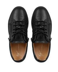 schwarze Leder niedrige Sneakers von Giuseppe Zanotti