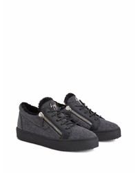 schwarze Leder niedrige Sneakers von Giuseppe Zanotti