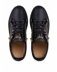 schwarze Leder niedrige Sneakers von Giuseppe Zanotti