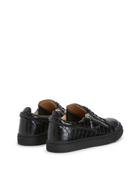 schwarze Leder niedrige Sneakers von Giuseppe Zanotti