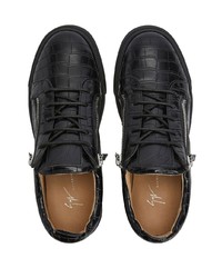 schwarze Leder niedrige Sneakers von Giuseppe Zanotti