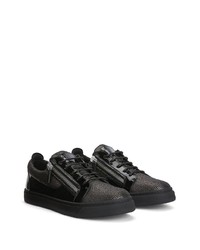 schwarze Leder niedrige Sneakers von Giuseppe Zanotti