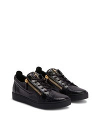 schwarze Leder niedrige Sneakers von Giuseppe Zanotti